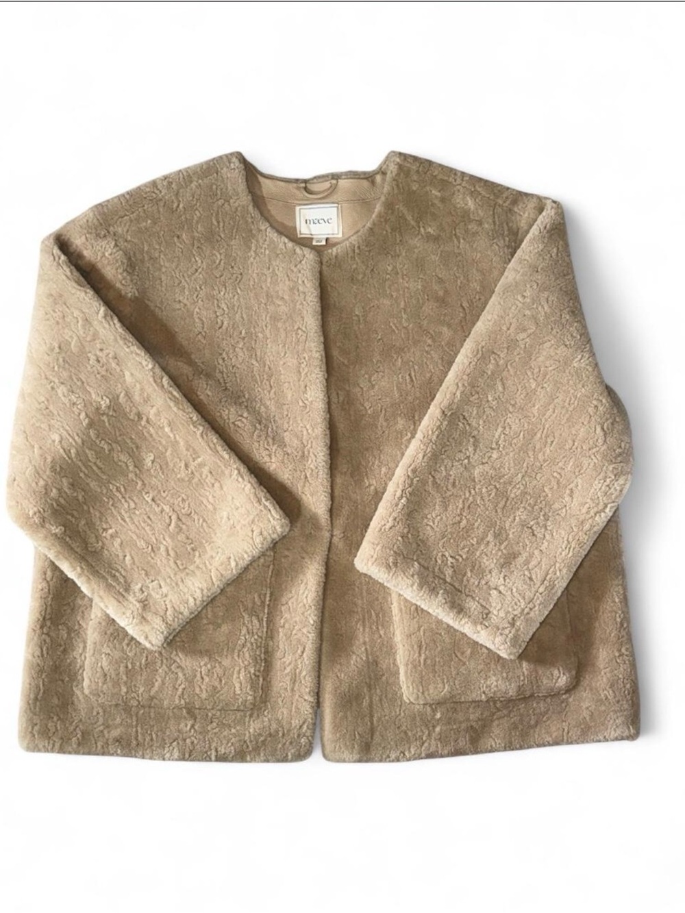 Maeve Anthropologie Beige Faux Shearling Teddy Oversized Coat